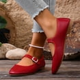 thumbnail image 5 of Avrnliq Red Mary Jane Flats for Women Square Toe Comfortable Work Shoes Adjustable Strap Casual Flats PU Faux Leather,Size 41, 5 of 9