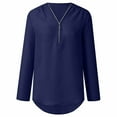 thumbnail image 4 of HAiming Womens 3/4 Sleeve Shirts Dressy Summer Zip Front V-Neck Roll up Tunic Tops Plus Size Casual Office Work Blouse, 4 of 7