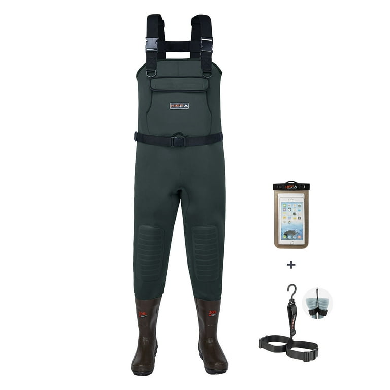 BELLE DURA Fishing Waders Chest Waterproof Light Weight Nylon Bootfoot  Waders for Men Women with Boots 