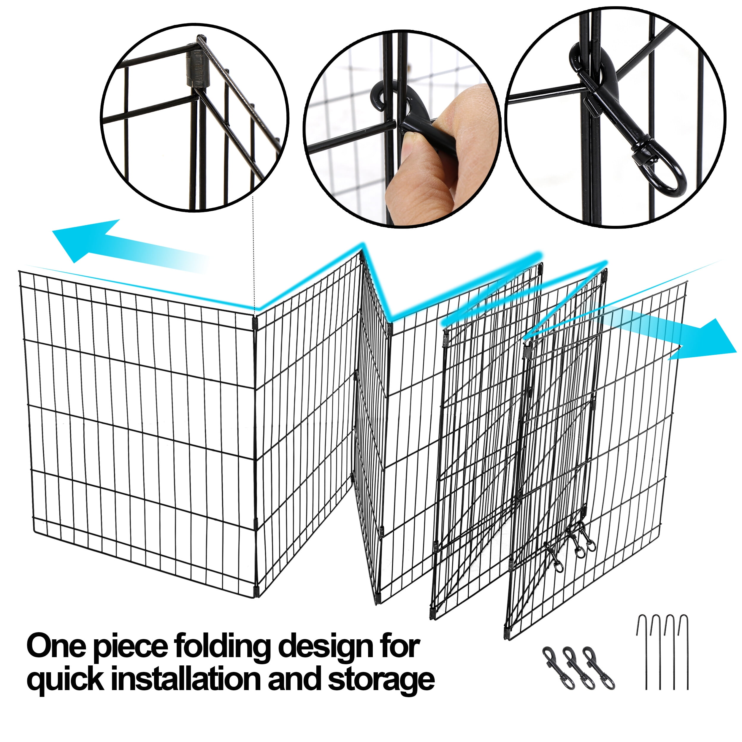 ZENY 24" Pet Playpen Indoor Outdoor 8 Panels Metal Dog Playpen Exercise Fence