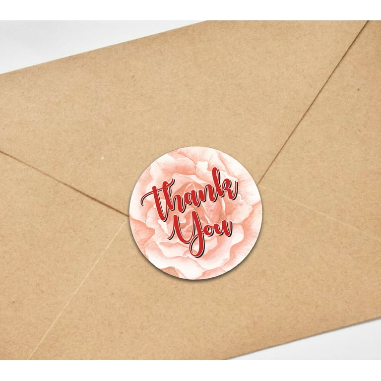 Darling Souvenir 1.6 Inches Round Rose Flower Thank You Stickers Wedding  Envelope Seals-45 Pcs 