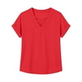 thumbnail image 4 of Guluxicc V Neck T Shirts for Women Short Sleeve Criss Cross Hollow Out Solid Color Tops Summer Casual Womens Shirts, 4 of 6