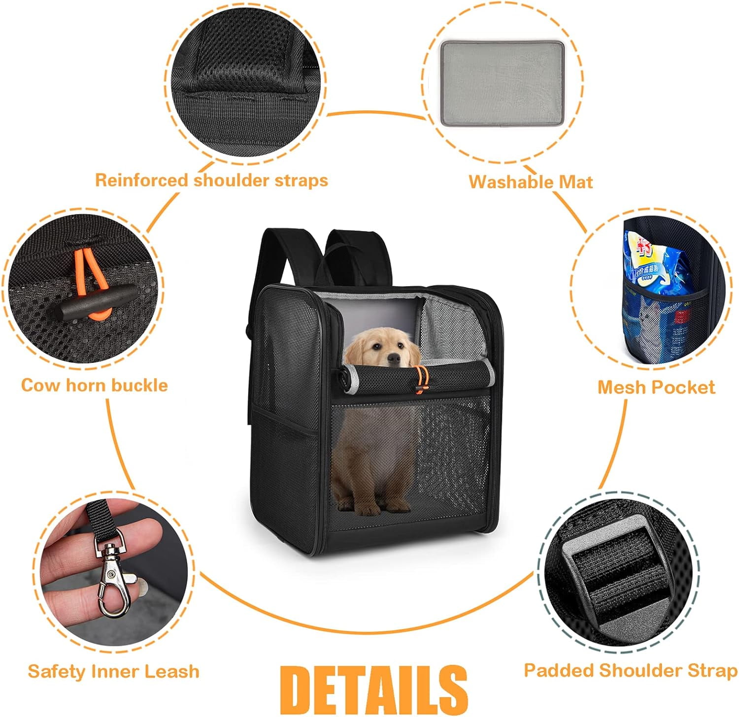 Cat Dog Backpack Carrier Foldable Pet Bag Portable