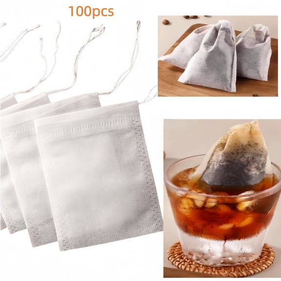 Cold Brew Coffee Filter Bags 100 Pack, Disposable Drawstring Tea Bags for Loose Leaf Tea & Coffee Grounds, 3.15"x4.72"