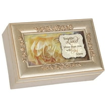 Cottage Garden Mom You are Loved Silvertone Embossed Floral Jewelry Music Box Plays Wind Beneath My Wings