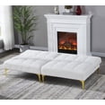 thumbnail image 4 of FFZ Convertible Sofa Bed Futon with Gold Metal Legs and Teddy Fabric, White Teddy, 4 of 14