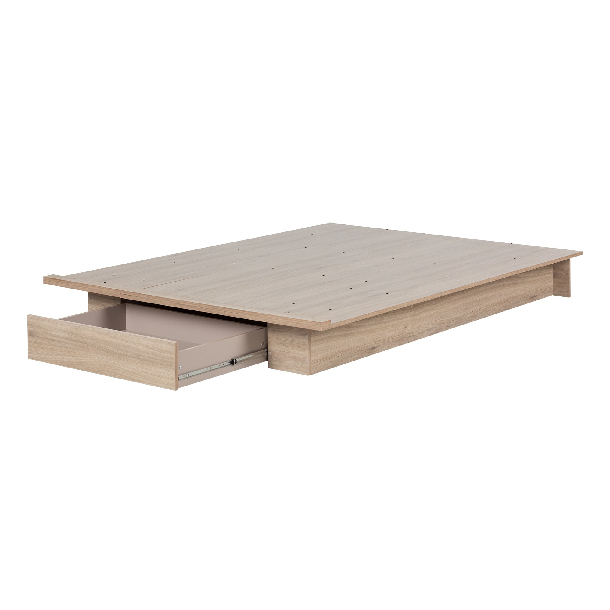 South Shore Primo Full/Queen Platform Bed (54/60'') with Drawers, Rustic Oak
