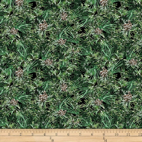 Quilting Treasures Desiree North Woods Neighbor Pine Quilt Fabric, Black, Quilt 100% Cotton Fabric sold by the yard