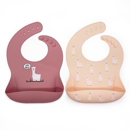 Rainbow & Butterflies Unisex Adjustable Food Grade Cute Silicone Baby Bibs 2 Pieces