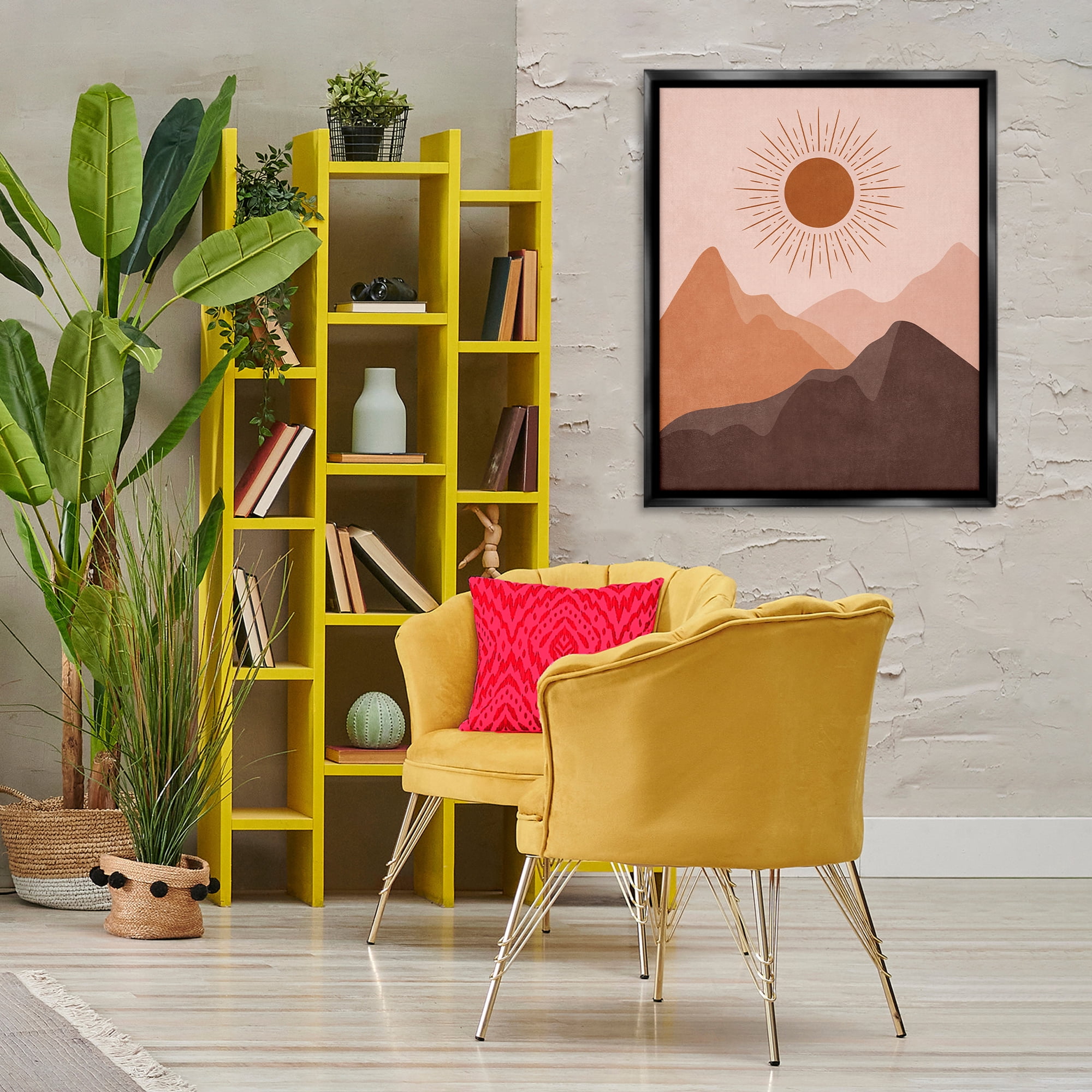 Stupell Industries Rust Boho Mountains Landscape & Nature Painting Black Floater Framed Canvas Art Print Wall Art, 25 x 31
