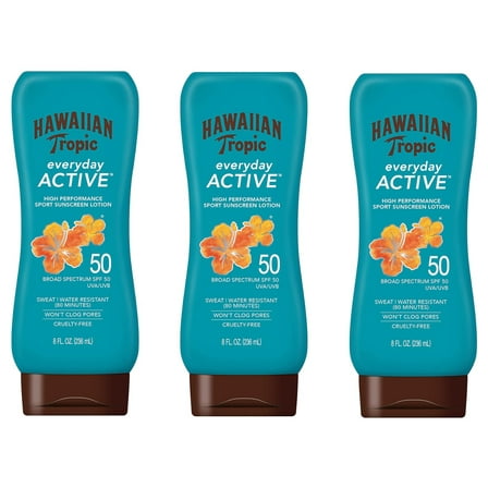 Hawaiian Tropic Everyday Active Island Sport Lotion - SPF 50; 8fl.oz - Pack of 3
