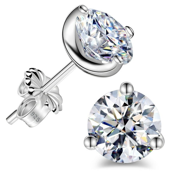 Wuziwen 2.5 Carat Round Cut Moissanite Stud Earrings for Women D Color VVS1 Simulated Diamond 925 Sterling Silver Earrings