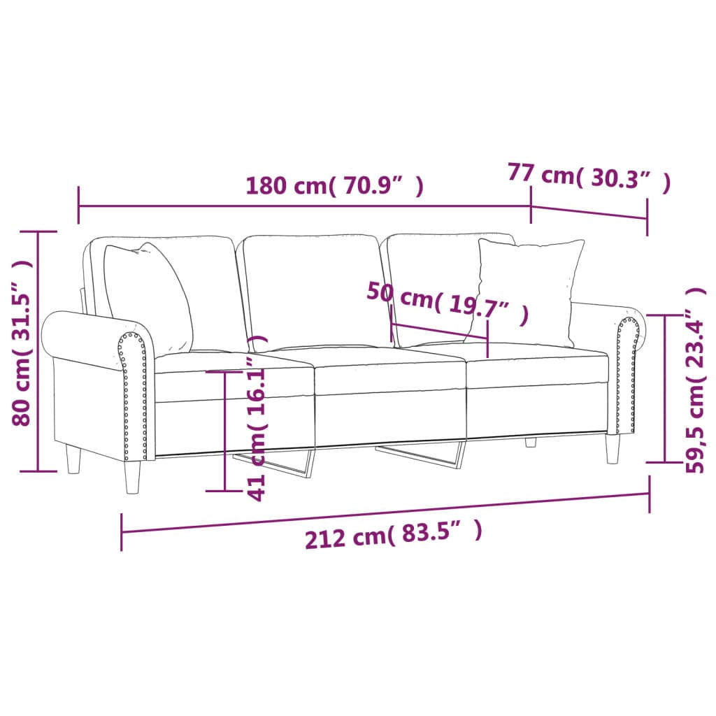 vidaXL 2-Seater Sofa with Throw Pillows Accent Loveseat for Living Room Velvet