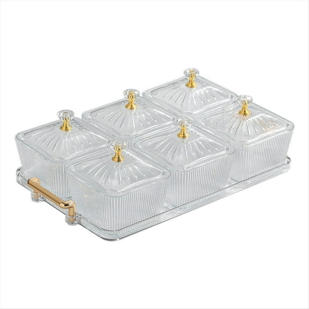 para Servir Refrigerios de Frutas Secas, Bandeja para Servir Aperitivos, 6 Tazones Multiusos, Tazones para Servir Divididos, Transparente-