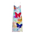 thumbnail image 4 of SMihono Robe Maxi Bohème d'Été pour Femmes Grande Taille Mode d'Été pour Femmes Bretelles Col en V Sans Manches Imprimé Papillon Robe de Plage Slim Robe de Plage, 4 of 4