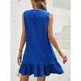 thumbnail image 5 of Women'S Ruffle Hem Sleeveless Tank Dress Round Neck Casual Smock Summer Mini Dresses Royal Blue M, 5 of 6