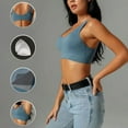 thumbnail image 5 of LOVZFMLL 2 Pack Sports Bras for Women U Back Push Up Longline Workout Gym Yoga Running Activewear Bra with Built in Pads Blue L, 5 of 9