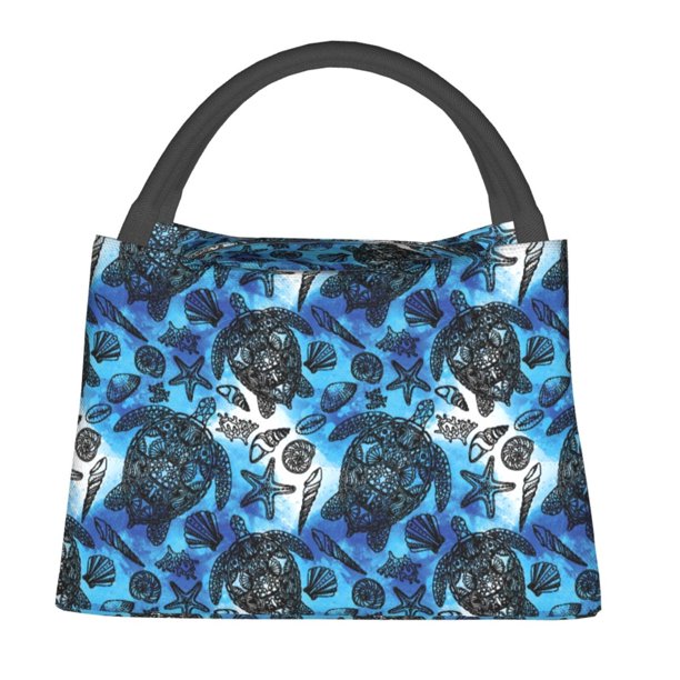 Fotbe Turtle,Shell Algae Starfish Coral Bolsa Térmica Portátil con Estampado, Bolsa de Entrega de Alimentos Aislada, Bolsa Reutilizable de Gran Capacidad para Comidas y Supermercado