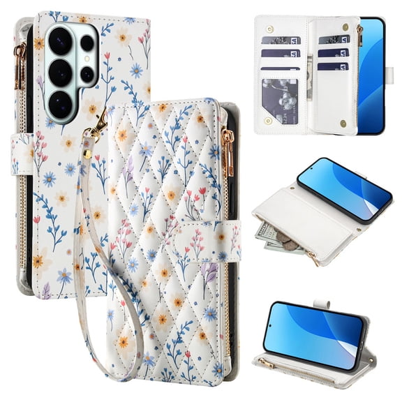 Tianyeda for Samsung Galaxy S26 Ultra Case Wallet Card Holder Zipper Leather Flip Cover Crossbody Wrist Strap with Stand A2