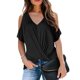 thumbnail image 2 of Blusa informal de manga corta con cuello en V y hombros descubiertos para mujer Pompotops  hkajfhjk468387, 2 of 4