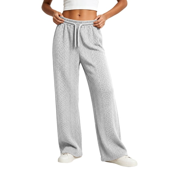 Admvng Women's Wide Leg Pants Elastic Waist Comfy Vacation Trousers with Pockets