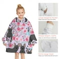 thumbnail image 6 of French Bulldog and Flower Blanket Hoodies for Kids 6-13YR Oversize Wearable Blanket Hoodies for Boys Girls Teens, 6 of 7