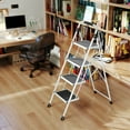 thumbnail image 4 of 4 Step Ladder, KK KINGRACK Folding Metal Step Stool with Wide Pedal & Safety Lock for Home Office, 330 lbs, White, 4 of 7