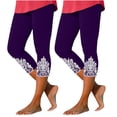 thumbnail image 1 of Timegard Leggings Capri 2 Pcs pour Femmes en Dentelle Taille Élastique Confortables Ajustés Pantalons Courts Décontractés Bas Pantalons, 1 of 6