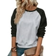 thumbnail image 2 of Craaazy Long Sleeve Shirts for Women Color Block Casual Tops Crewneck Basic T-Shirts Gifts, 2 of 5
