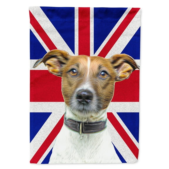 Carolines Treasures KJ1162GF Jack Russell Terrier with English Union Jack British Flag Garden Flag Garden Size