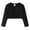 Black, variant on Girls Cropped Knit Cardigan Solid Color Round Neck Long Sleeve Cover Up Tops Cherry Rhinestone Casual Lightweight Sweater