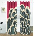 thumbnail image 2 of Swirls Japanese Woodblock Print Style Blackout Curtains for Living Room Bedroom 55W x 72/84L Insulated Window Drapes 2 Panels, 2 of 6