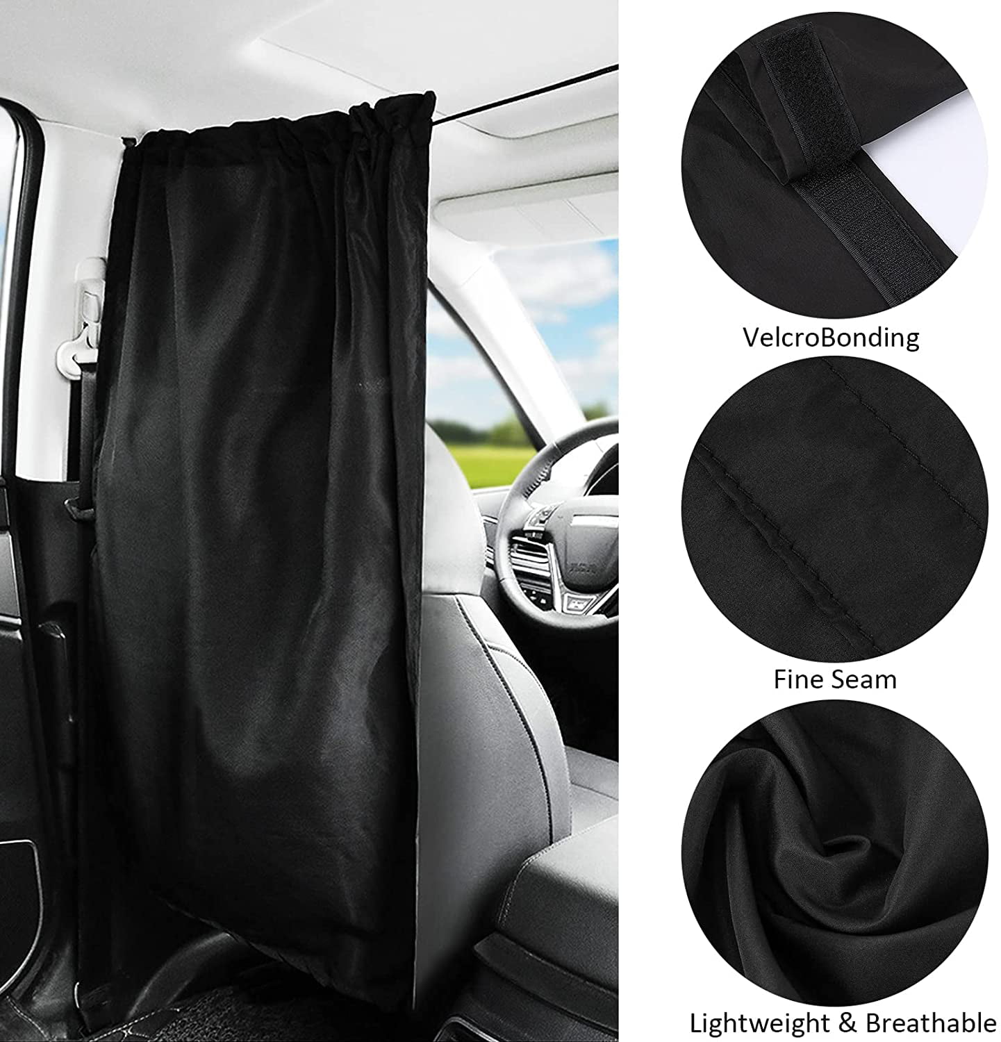Car Divider Privacy Curtains Sun Shade Covers, Black Detachable Car Divider  Screen Partition Curtain, Rear Seats Privacy Protection Curtains for Car  Truck 