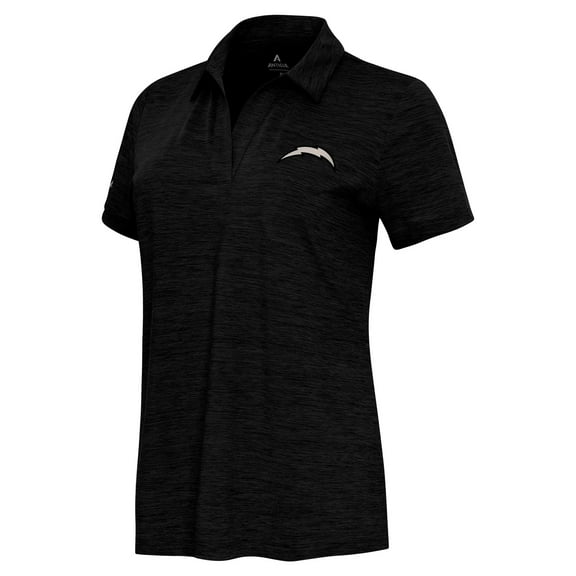 Women's Antigua Heather Black Los Angeles Chargers Layout V-Neck Polo