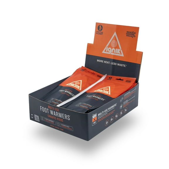 Ignik 8-Hour Compostable Foot Warmers with Resealable AirBarrier Pouch, 20 Pairs