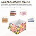 thumbnail image 6 of Yayeee Collapsible Cube Storage Bin with Lid Fabric Closet Decorative Basket with Handles, Red Striped Lemon, 6 of 7