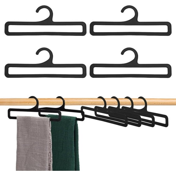 10Pcs Scarf Hangers Black Rectangular Towel Holder 6.89x2.6Inch Plastic Scarf Holder Organizer Scarf Display Tie Organizer Space Saving Hanging Hanger
