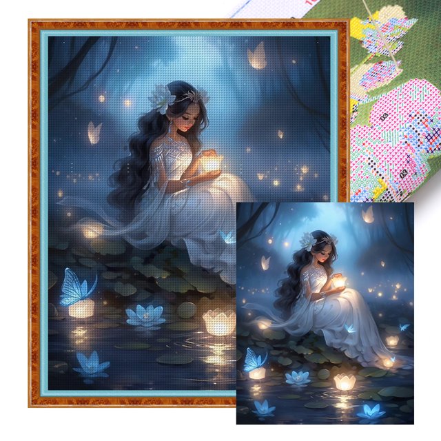 Hilo Algodón Ecológico Bordado Obra Arte Punto Cruz Niña Ligera 11CT 50x60cm