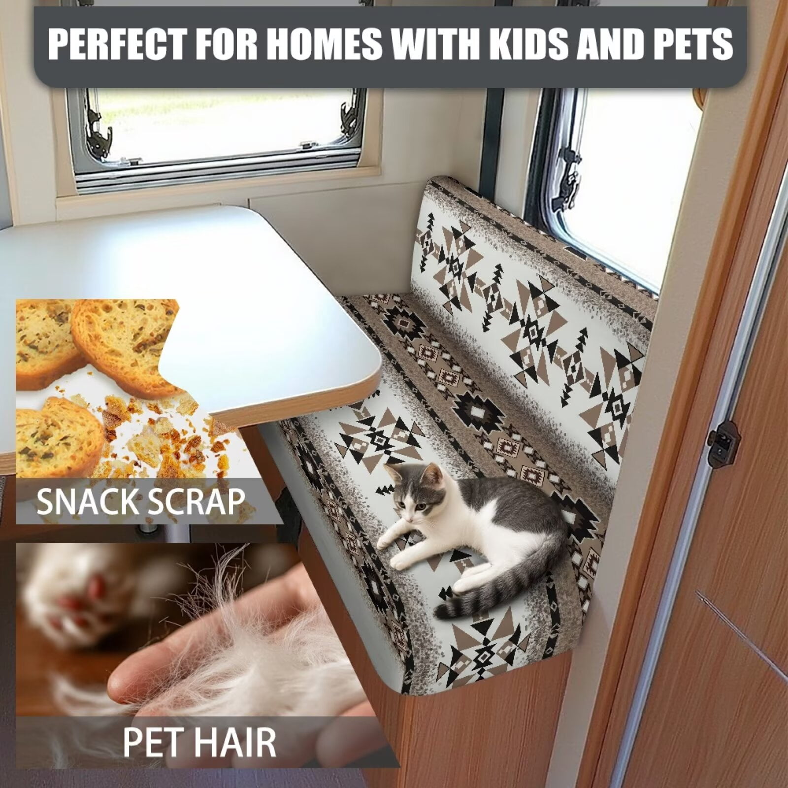 Pzuqiu Rv Sofa Seat Covers Aztec Pattern Backrest Cover and Bench Covers Stretch Easy Installation Camper Cushion Cover for Rv Camper Car Bench