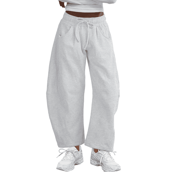 SOMER Women's Barrel Leg Sweatpant Drawstring Elastic Waist Wide Leg Joggers Soft Lounge Pants with Pockets