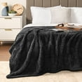 thumbnail image 6 of PAVILIA Sherpa Throw Blanket For Couch Sofa, Black Fluffy Warm Plush Blanket for Bed, Cozy Super Soft Lightweight Throw, Fuzzy Decorative Blanket, All Season Home, 50x60, 6 of 9