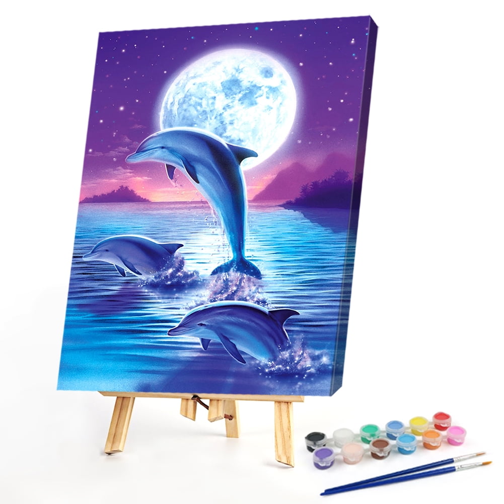 Creart Delightful Dolphins Paint by Numbers Kit for Kids – Ready Set Play