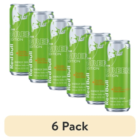 (6 pack) Red Bull Green Edition Energy Drink, Curuba Elderflower, 12 fl. oz. Can, 114mg Caffeine