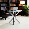 thumbnail image 3 of Noble House Round Dining Table,Glass Dining Table, cross-shaped electroplated iron legs,Chrome, 3 of 10