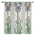 thumbnail image 2 of Butterfly Semi Sheer Curtains Drapes for Living Room, Bedroom, French Doors Window 54 Inches Long, Summer Spring Botanical Farmhouse Rod Pocket Chiffon Curtain Drapery Voile Draperies Panel, 2 of 6