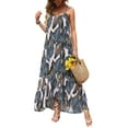 thumbnail image 2 of Liacowi Womens Summer High Low Ruffle Maxi Dress Spaghetti Strap Print Flowy Beach Long Dress, 2 of 6