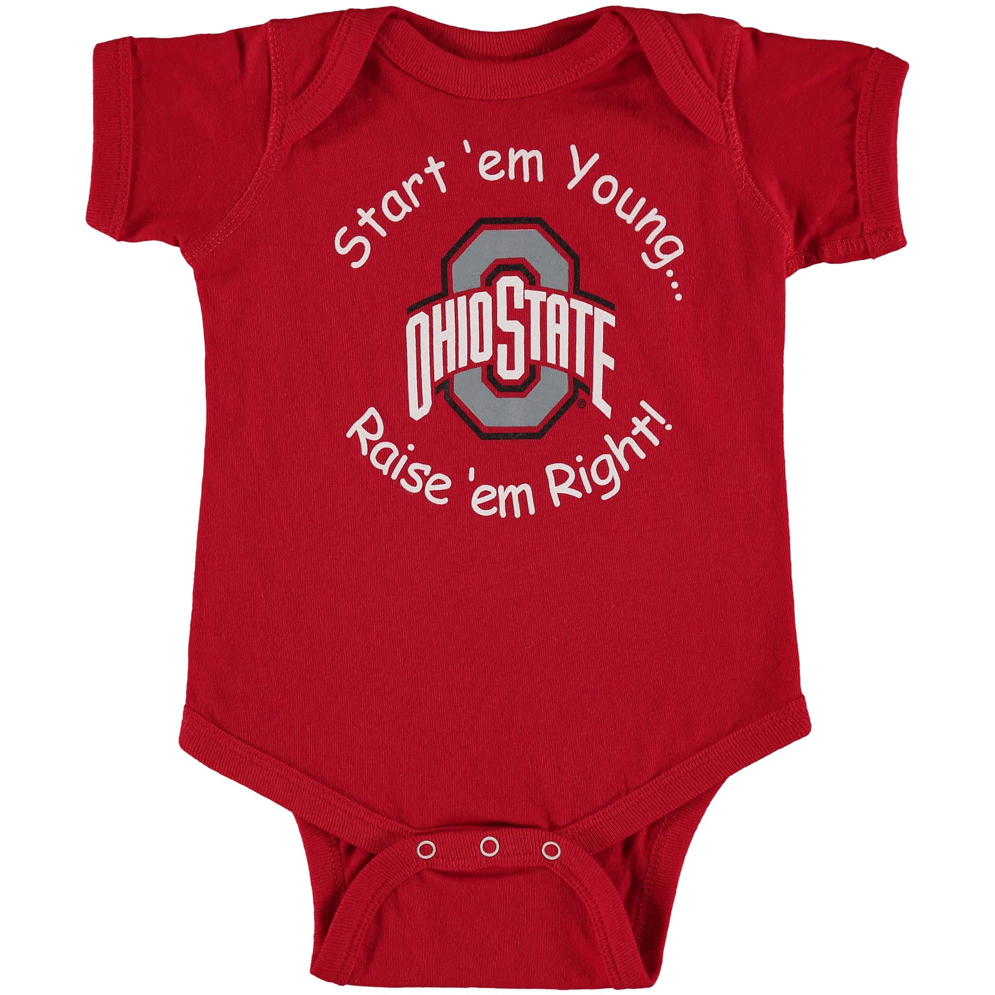 Red BABY  BOUTIQUE BIB made with Ohio State Fabric 