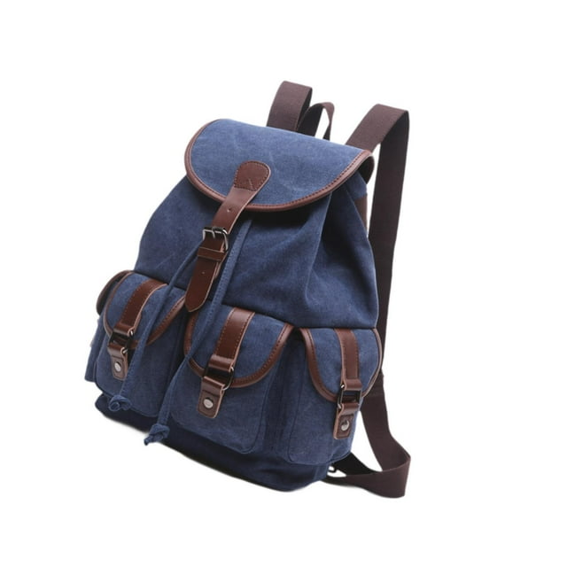 Mochila de lona, mochila informal, bolso de hombro para exteriores, mochila universitaria, organizador Azul oscuro