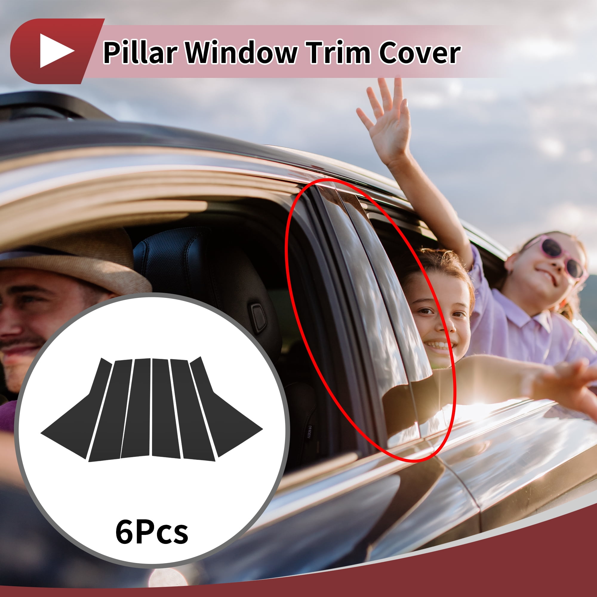 Unique Bargains Door Pillar Window Trim Sticker for KIA Sorento 2015-2020 Light Black
