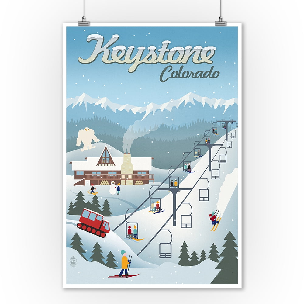 Keystone, Colorado - Retro Ski Resort - Lantern Press Artwork (9x12 Art